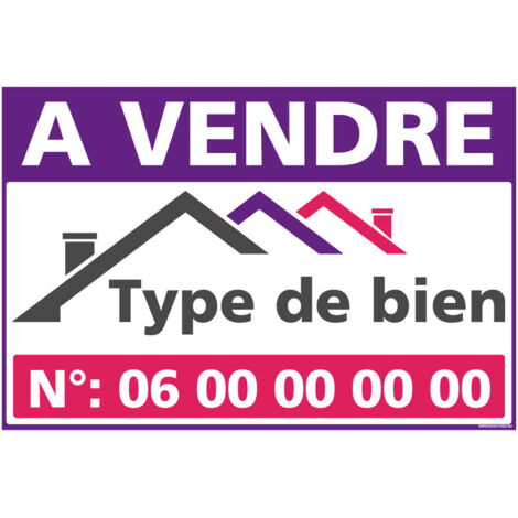 Panneau A Vendre Personnalisable – Type de Bien & Numéro de Téléphone – Akylux 3,5 mm – 600 x 400 mm – Avec Œillets
