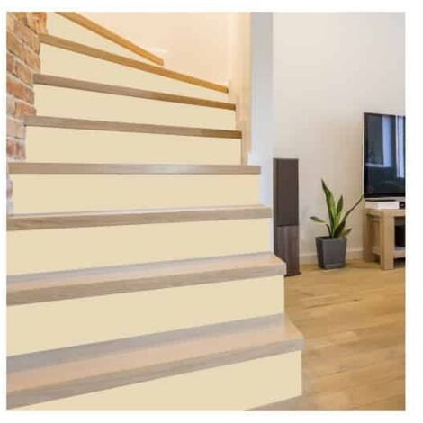 Contremarche Adhésive Beige Brillant – Autocollant Décoratif pour Escalier – 1 m x 20 cm