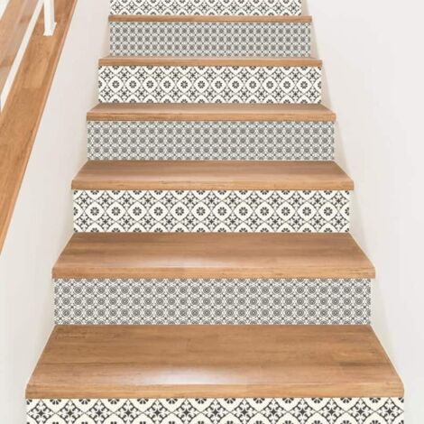 Lot de 4 Contremarches Adhésives Aspect Vintage – 1 m x 15 cm – Stickers Décoratifs pour Escalier