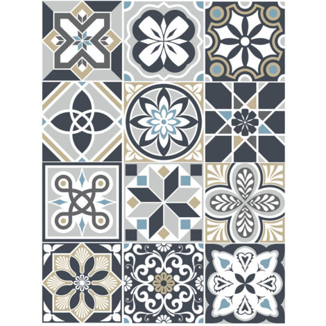 Planche de 12 Stickers Carreaux de Ciment Mozicdraft – Autocollants Muraux Décoratifs – 10 x 10 cm (1/4)
