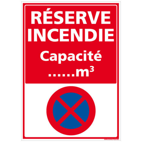 Panneau Interdiction de Stationner Réserve Incendie – Signalisation Sécurité Feu – Adhésif 150 x 210 mm