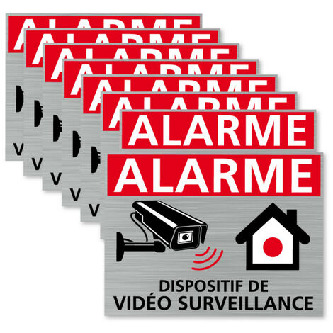 Autocollants vidéo surveillance, Dispositif Sous Vidéo Surveillance, lot de  8 adhésifs. Stickers alarme et sécurité - Argent