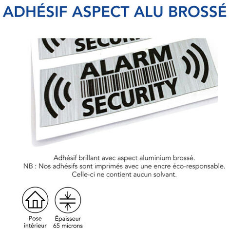 Autocollant alarme maison – Etiquette site sous vidéo surveillance –  Stickers, affiche adhesif - 8,5 x 5,5 cm (10)