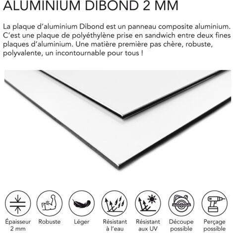 Panneau aluminium composite blanc 500x800 mm – Épaisseur 2 mm – Plaque rigide déco ou pro, intérieur/extérieur