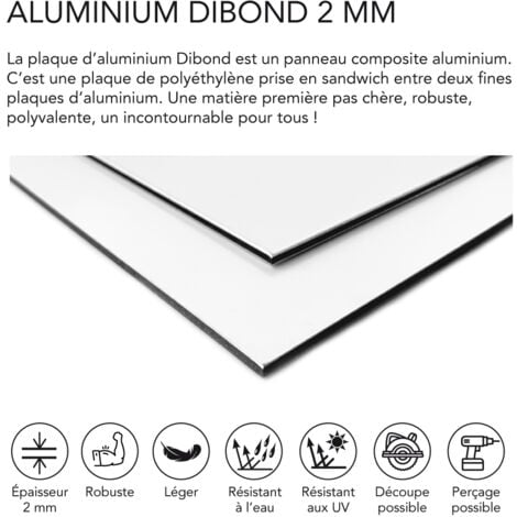 Panneau aluminium composite blanc 500x700 mm – Épaisseur 2 mm – Plaque rigide déco ou pro, intérieur/extérieur