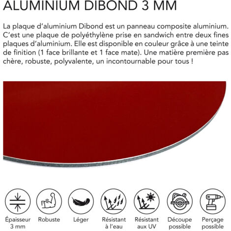 Panneau rond aluminium composite Bordeaux diamètre 550 mm – Épaisseur 3 mm – Usage déco ou pro, intérieur/extérieur