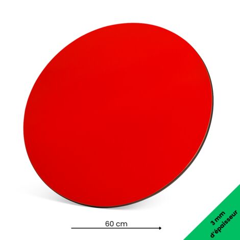 Panneau rond aluminium composite rouge diamètre 600 mm – Épaisseur 3 mm – Usage déco ou pro, intérieur/extérieur