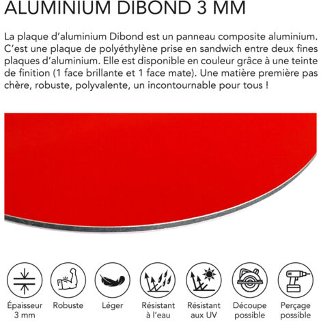 Panneau rond aluminium composite rouge diamètre 900 mm – Épaisseur 3 mm – Usage déco ou pro, intérieur/extérieur