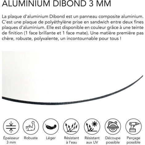 Panneau rond aluminium composite blanc diamètre 1000 mm – Épaisseur 3 mm – Usage déco ou pro, intérieur/extérieur
