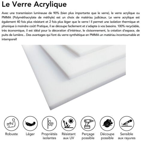 Plaque Plexigglas blanc au format A3, A4 ou A5. Épaisseur de 2 mm