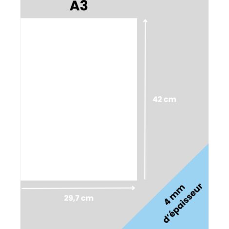 Plaque A3 verre acrylique blanc 4 mm - Taille A3 (29,7 x 42 cm) - Verre synthétique - Plaque PMMA XT - Plexiglass (1/4)