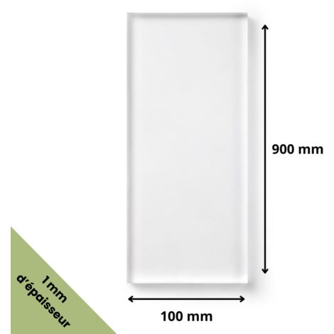 Plaque verre acrylique transparent 1 mm - 10 x 90 cm (100 x 900 mm) - Verre synthétique - Plaque PET/APET - Plexiglass