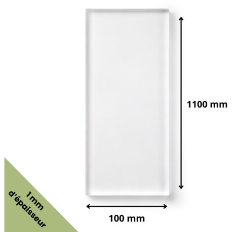 Plaque verre acrylique transparent 1 mm - 10 x 110 cm (100 x 1100 mm) - Verre synthétique - Plaque PET/APET - Plexiglass