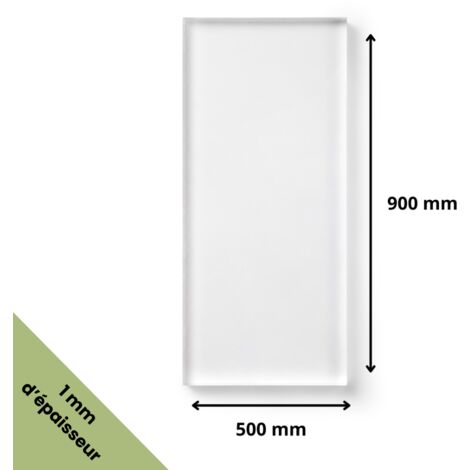 Plaque verre acrylique transparent 1 mm - 50 x 90 cm (500 x 900 mm) - Verre synthétique - Plaque PET/APET - Plexiglass
