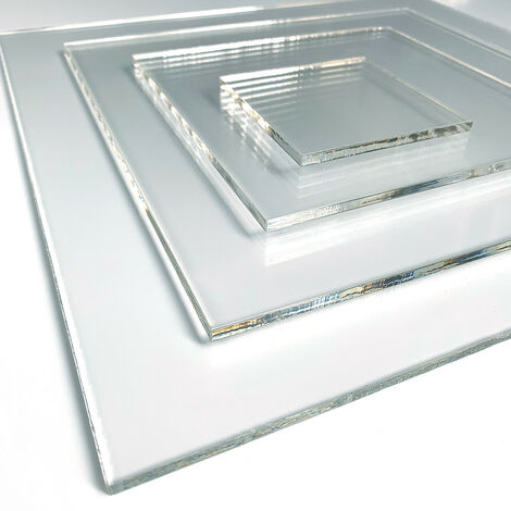Plaque Plexigglas miroir 3 mm. Miroir acrylique. Plaque miroir. Verre  synthétique. Plaque PMMA XT. Plexigglas miroir - Bords arrondis - 100 x 100  mm
