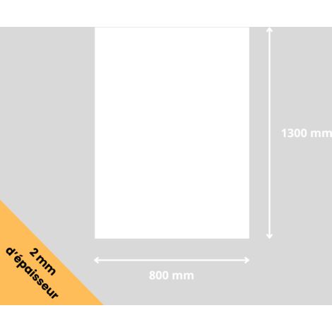 Plaque verre acrylique blanc 2 mm - 80 x 130 cm (800 x 1300 mm) - Verre synthétique - Plaque PMMA XT - Plexiglass