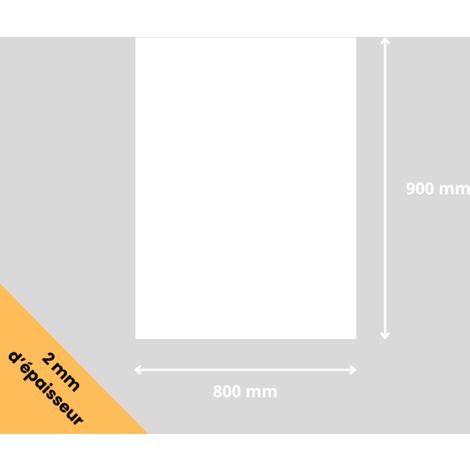 Plaque verre acrylique blanc 2 mm - 80 x 90 cm (800 x 900 mm) - Verre synthétique - Plaque PMMA XT - Plexiglass