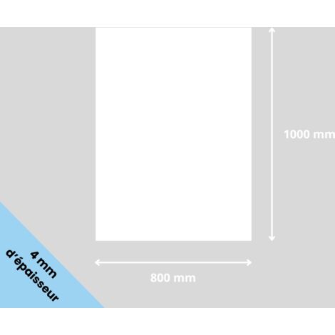 Plaque verre acrylique blanc 4 mm - 80 x 100 cm (800 x 1000 mm) - Verre synthétique - Plaque PMMA XT - Plexiglass