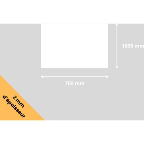 Plaque verre acrylique blanc 2 mm - 70 x 100 cm (700 x 1000 mm) - Verre synthétique - Plaque PMMA XT - Plexiglass