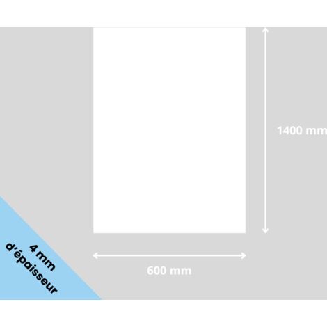 Plaque verre acrylique blanc 4 mm - 60 x 140 cm (600 x 1400 mm) - Verre synthétique - Plaque PMMA XT - Plexiglass