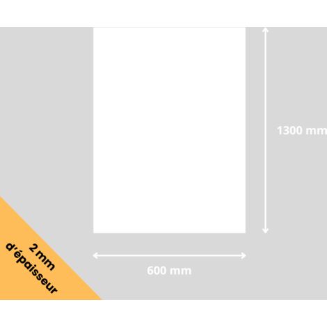 Plaque verre acrylique blanc 2 mm - 60 x 130 cm (600 x 1300 mm) - Verre synthétique - Plaque PMMA XT - Plexiglass