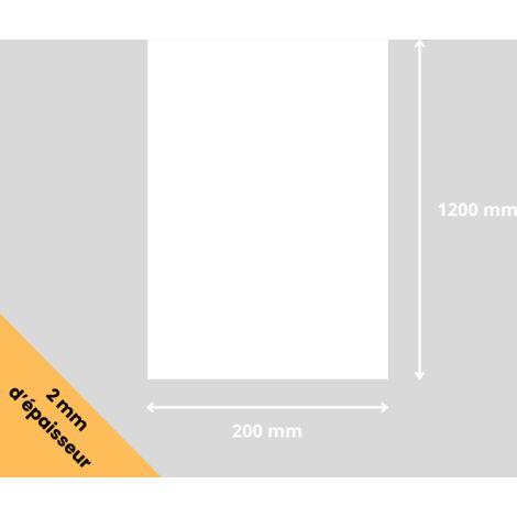 Plaque verre acrylique blanc 2 mm - 20 x 120 cm (200 x 1200 mm) - Verre synthétique - Plaque PMMA XT - Plexiglass