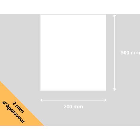 Plaque verre acrylique blanc 2 mm - 20 x 50 cm (200 x 500 mm) - Verre synthétique - Plaque PMMA XT - Plexiglass