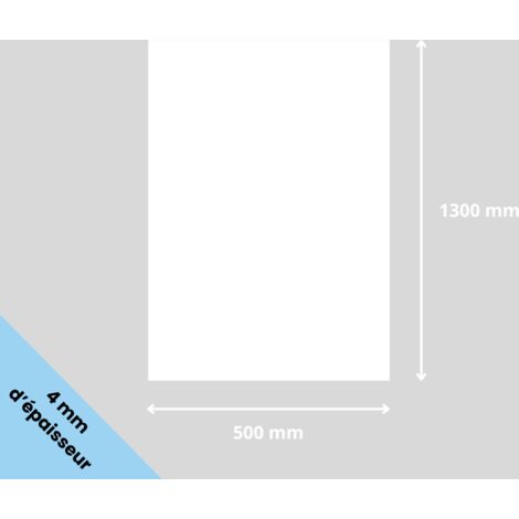 Plaque verre acrylique blanc 4 mm - 50 x 130 cm (500 x 1300 mm) - Verre synthétique - Plaque PMMA XT - Plexiglass