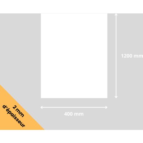 Plaque verre acrylique blanc 2 mm - 40 x 120 cm (400 x 1200 mm) - Verre synthétique - Plaque PMMA XT - Plexiglass