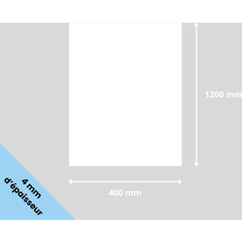 Plaque verre acrylique blanc 4 mm - 40 x 120 cm (400 x 1200 mm) - Verre synthétique - Plaque PMMA XT - Plexiglass