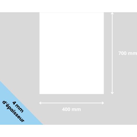Plaque verre acrylique blanc 4 mm - 40 x 70 cm (400 x 700 mm) - Verre synthétique - Plaque PMMA XT - Plexiglass