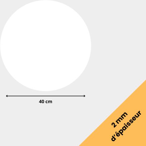 Rond verre acrylique blanc 2 mm - Diamètre 40 cm (400 mm) - Disque verre synthétique - Plaque PMMA XT - Plexiglass