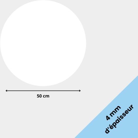 Rond verre acrylique blanc 4 mm - Diamètre 50 cm (500 mm) - Disque verre synthétique - Plaque PMMA XT - Plexiglass