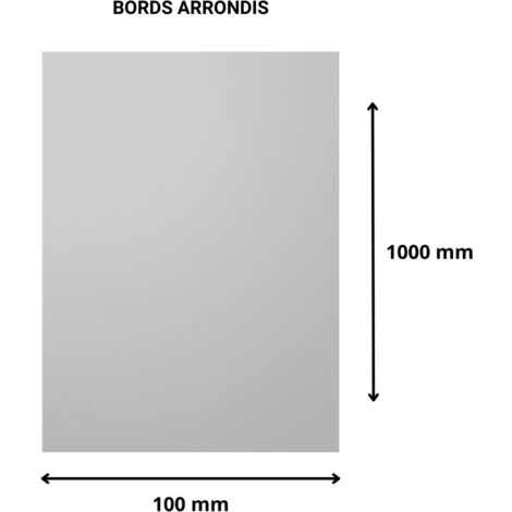 Plaque verre acrylique miroir 3 mm - 10 x 100 cm (100 x 1000 mm) - Verre synthétique - Bord arrondis - Plexiglass