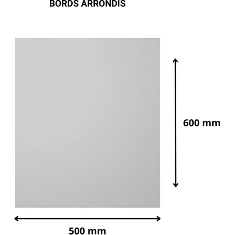 Plaque verre acrylique miroir 3 mm - 50 x 60 cm (500 x 600 mm) - Verre synthétique - Bord arrondis - Plexiglass