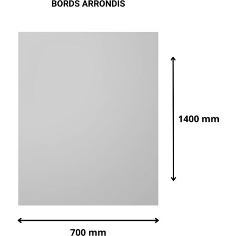 Plaque verre acrylique miroir 3 mm - 70 x 140 cm (700 x 1400 mm) - Verre synthétique - Bord arrondis - Plexiglass
