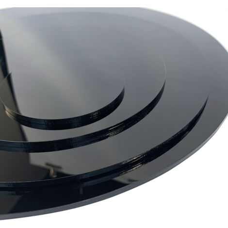 Plaque de verre synthétique ronde noir 2 mm ou 4 mm. Feuille de verre  acrylique ronde. Disque rond noir. Verre synthétique extrudé. PMMA XT - 2  mm - 5