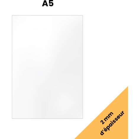 Signaletique.Biz France – Plaque A5 plexiglass rigide 2 mm – Dimensions 21 x 14,8 cm – Résistante aux UV et à l'humidité – Découpe et collage faciles