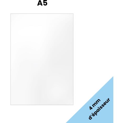 Signaletique.Biz France – Plaque acrylique transparente A5 4 mm – Dimensions 21 x 14,8 cm – Verre synthétique PMMA – Résistante aux UV et à l'humidité