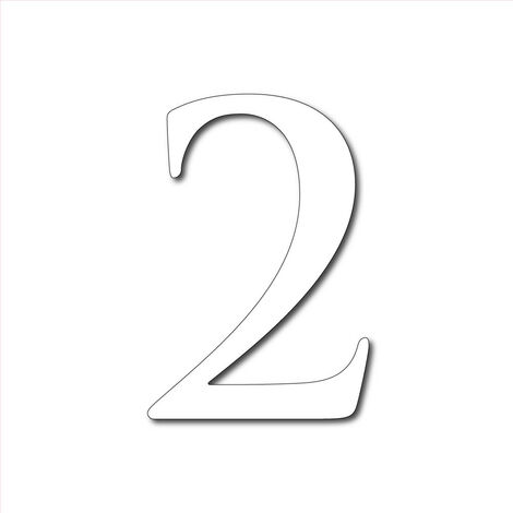 Numéro de Maison Plexigglas Noir ou Blanc.- Chiffre 2 - Hauteur de 5 cm (1/5)