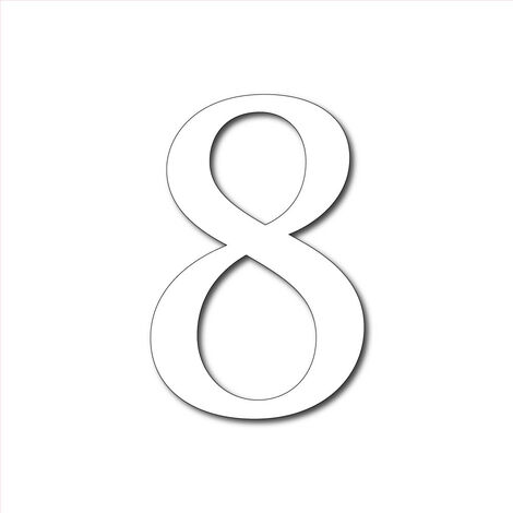 Numéro de Maison Plexigglas Noir ou Blanc.- Chiffre 8 - Hauteur de 10 cm