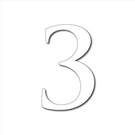 Numéro de Maison Plexigglas Noir ou Blanc.- Chiffre 3 - Hauteur de 10 cm