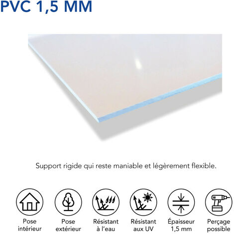 Panneau Plastique PVC 1,5 mm Rond. Plaque P.V.C Blanc. Plaque PVC