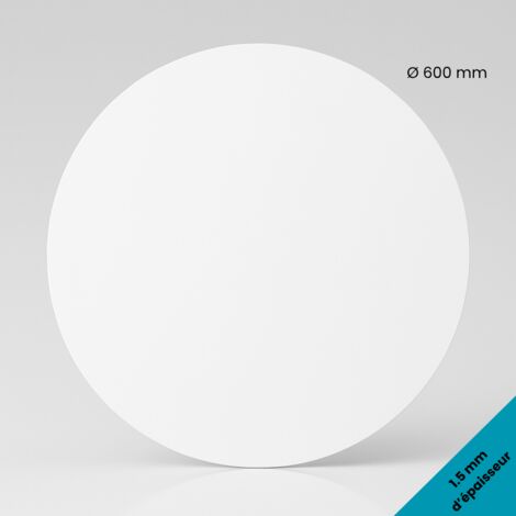Plaque PVC rigide blanche 1,5 mm -Format rond Ø 600 mm -Panneau plastique à la découpe