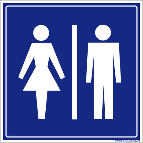 Panneau d'information vertical toilettes mixtes avec texte