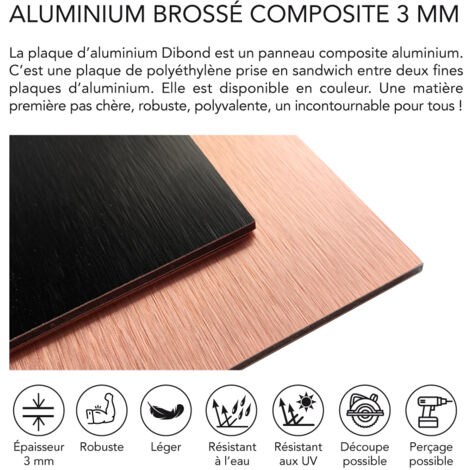 Panneau aluminium composite reversible noir et cuivre 300x700 mm – Épaisseur 3 mm – Plaque rigide déco ou pro, intérieur/extérieur