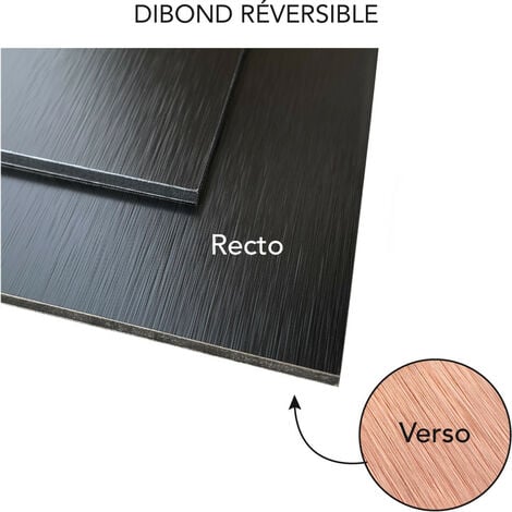 Panneau Composite Aluminium Brossé Noir et Cuivre Reversible 3mm. Plaque alu avec au Centre un Polyéthylène (PVC) - 100 x 300 mm