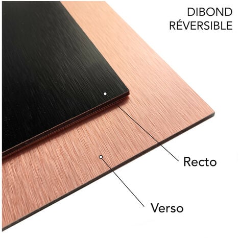Panneau Composite Aluminium Brossé Noir et Cuivre Reversible 3mm. Plaque alu avec au Centre un Polyéthylène (PVC) - 100 x 300 mm