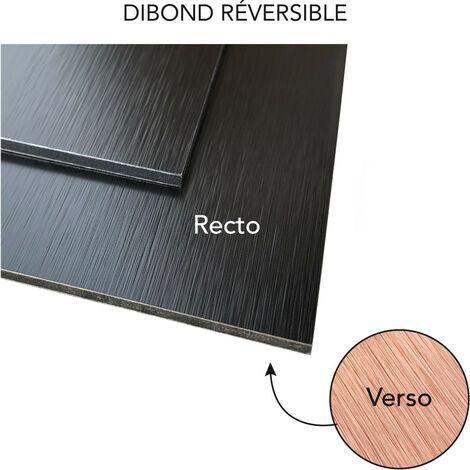 Panneau Composite Aluminium Brossé Noir et Cuivre Reversible 3mm. Plaque alu avec au Centre un Polyéthylène (PVC) - 300 x 400 mm