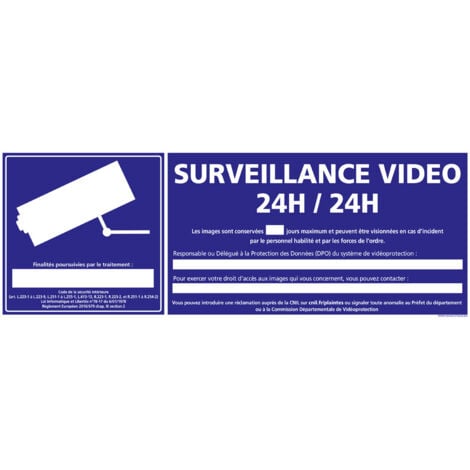 Panneau Information Surveillance Vidéo 24 h/24. G0325